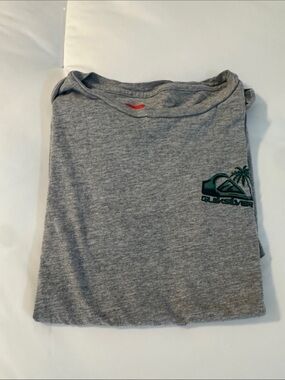 Quiksilver Grey Short Sleeve Tee with Navy and Green Logo